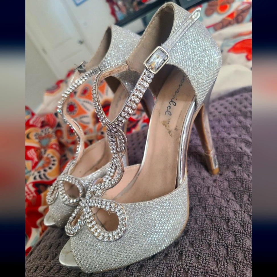 Glittering Silver Heels